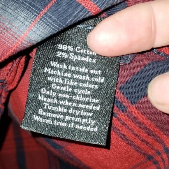 Rock & Republic Stretch Red Plaid Casual Button Down Sz XL Shirt w Pockets - Picture 7 of 11